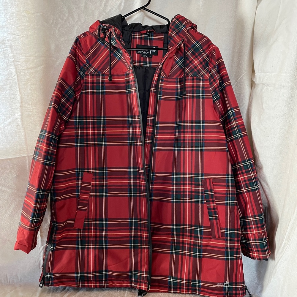 Red Plaid Hooded Jacket